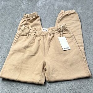 NEW MATE The Label XS 100% Organic Fleece Relaxed Pocket Sweatpants Terry‎